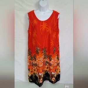 Tropical Orange Sleeveless Swim Coverup